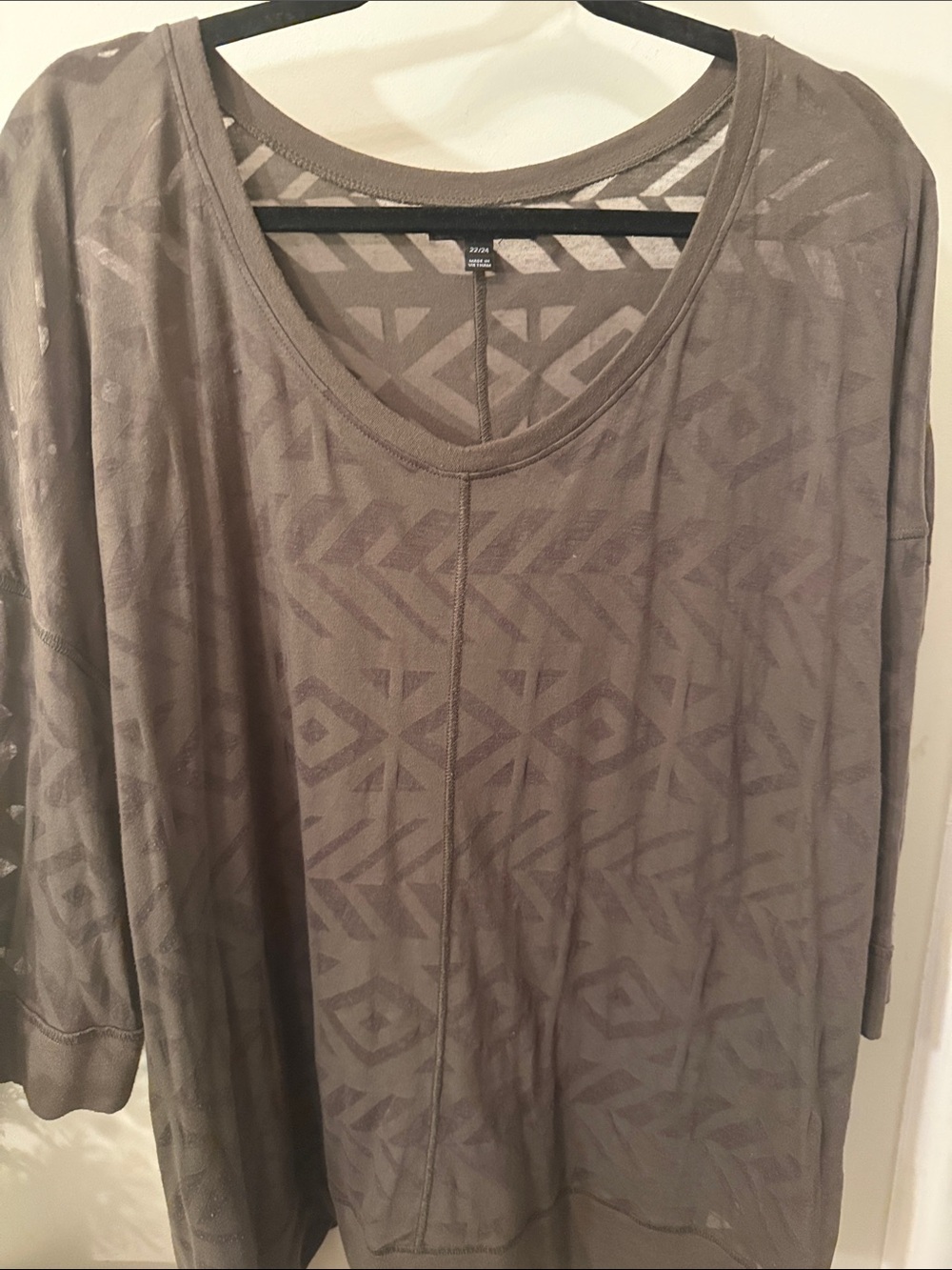 Lane Bryant Dark Sage Geometric Sheer Pullover 22/24 Fall color is sage not brow